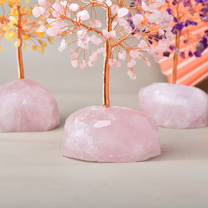 Fournisseur d'usine d'ornements de luxe, arbre de vie en cristal de quartz rose enveloppé de fil, pour cadeau - Product Image 3