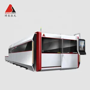 double platform fiber laser cutting machines Raycus Max laser cutter with auto focus head sheet metal fully enclosed laser cut