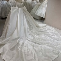 Robe de mariée Jancember DW0211 Exclusive Satin à épaules dénudées avec broderie en dentelle Vestidos De Novia