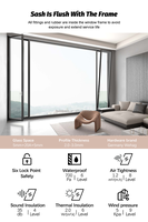 Ventana Abatible de Aluminio Moderna de Alta Gama, Perfil Delgado, Triple Vidrio Aislante, Insonorizada, para Edificios Residenciales y Villas Elegantes