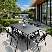 Ensemble de table et chaises d'extérieur contemporaines en acier au carbone noir avec différentes combinaisons
