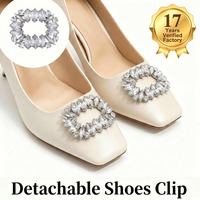 Clips de chaussures détachables en strass à monture ovale, décorations pour talons hauts de mariage