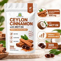 Capsules molles de cannelle de Ceylan pour adultes, vente directe d'usine, OEM ODM, très demandées, huile MCT, 300 unités, marque privée