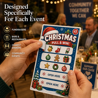 Tarjetas de Juego con Diseño Navideño Personalizado, con Cinco Ventanas Desprendibles, Venta al por Mayor de Boletos con Sistema de Rasca y Gana para Caridad