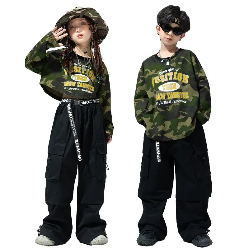 Kızların yaz giysileri moda büyük çocuk spor Camo T-shirt Set 12-year-old kız giysileri 2 parça Set