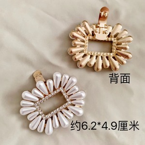 Clips de zapatos de perlas de Metal de círculo cuadrado accesorios de decoración de zapatos de mujer extraíbles de lujo con 7 adornos de joyas - Product Image 2