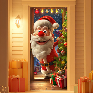 Cubierta <span class=keywords><strong>para</strong></span> Puerta <span class=keywords><strong>de</strong></span> Feliz <span class=keywords><strong>Navidad</strong></span>, Decoración Festiva <span class=keywords><strong>para</strong></span> Ambiente <span class=keywords><strong>de</strong></span> Fiesta con Tela Colgante <span class=keywords><strong>de</strong></span> Diseño <span class=keywords><strong>para</strong></span> Marco <span class=keywords><strong>de</strong></span> Puerta - Product Image 3