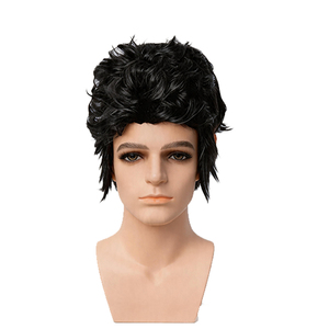 Peluca Negra Rizada Estilo Elvis Años 60, Peluca <span class=keywords><strong>de</strong></span> Disfraz <span class=keywords><strong>de</strong></span> Rock and Roll para Hombre, para Halloween, Fiestas Temáticas, Actuaciones en Escenario - Product Image 2