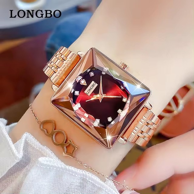 LONGBO 83575 Crystal Glass Luxury Quartz Wrist Watches Fashion Design Diamond Starlight Shining Stainless Steel Women Watches
