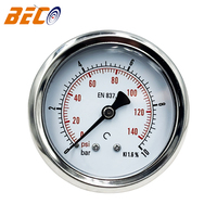 YN60 Axial Mount Shock-Resistant Pressure Gauge 0-10 Bar/140 Psi with U-Type Back Mount Bracket Water and Air Pressure Gauge