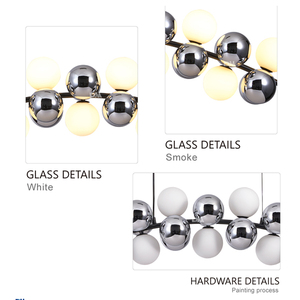 Lustre long en verre chromé de style nordique pour intérieur, luminaires suspendus de luxe avec design haricots magiques noirs et blancs, vente en gros - Product Image 5