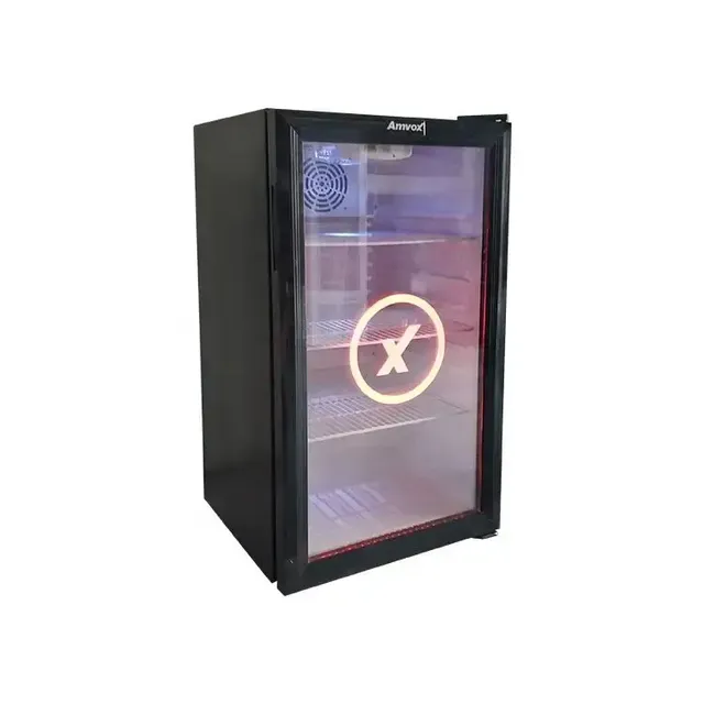 90L Small Refrigerator Glass Door Compact Fridge 90 Liter Home bar Cooler Drink Cooling Display Refrigerator