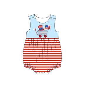 4 de Julio ropa para niños primavera independencia apliques mameluco rojo rayas camisas recién nacido bebé niño burbuja - Product Image 1