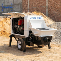 Pompe à béton portative à haute efficacité, alimentée au diesel, montée sur remorque, petite pompe de transport de béton pour travaux de construction