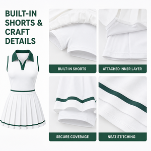 Abito Sportivo Senza Maniche Personalizzato per Tennis e Attività da Resort, <span class=keywords><strong>Vestito</strong></span> Plissettato ad Asciugatura Rapida per Signore, Ordine all'Ingrosso - Product Image 4