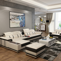 Canapés Modernes Pas Chers en Forme de L, Ensemble de Canapé d'Angle Sectionnel en Cuir Blanc de Luxe pour Salon