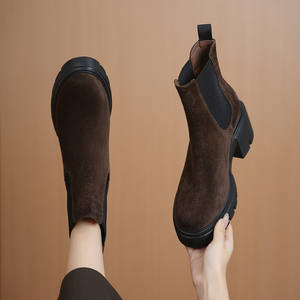 Cialisa Vintage <span class=keywords><strong>Chelsea</strong></span> bottes pour dame 2025 automne hiver marron enfant <span class=keywords><strong>daim</strong></span> chaussures quotidien talons hauts femmes bottes courtes tailles 34-40 - Product Image 3