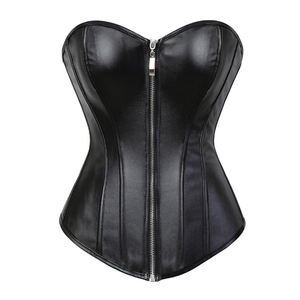 Haut corset gothique en cuir PU pour <span class=keywords><strong>femme</strong></span> avec fermeture éclair <span class=keywords><strong>Bustier</strong></span> court sexy en noir rouge amincissant Body Shaper pour Costumes Steampunk - Product Image 4