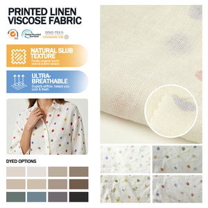 Ensemble haut et pantalon pour femme en lin viscose imprimé double couche de haute qualité, tissu imprimé en lin viscose pour vêtements - Product Image 1