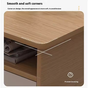 Table basse moderne en bois massif de style nordique avec tiroir de rangement et pieds simples pour salon, petit appartement, chambre de location, mobilier d'hôtel - Product Image 4