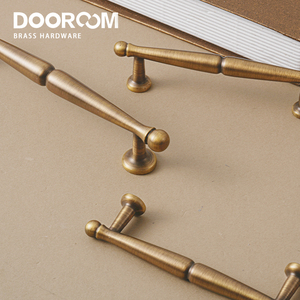 DOOROOM Solid Brass Luxury Furniture Handle Bamboo Cabinet Drawer Handle Antique Brass Color Vintage Cabinet <strong>Door</strong> Pulls - Product Image 1