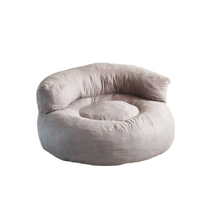 Canapé pouf Han Doubao gris clair avec rembourrage en mousse, housse amovible, extra doux, siège pour adulte, salon - Product Image 2