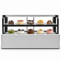 Vitrine à gâteaux carrée miniature, refroidissement par air, contrôle numérique, dégivrage automatique, température unique