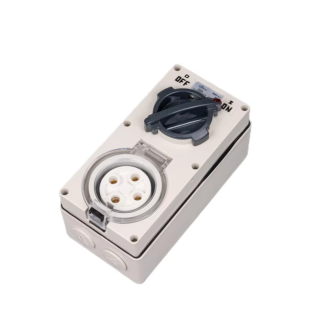 Australia Industrial IP66 Whole Cover PC Material Switch Socket 3phase 4Pin 500V 32A Vertical Type Electrical Combination