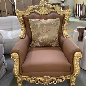 <span class=keywords><strong>Fauteuil</strong></span> de style <span class=keywords><strong>baroque</strong></span>, <span class=keywords><strong>fauteuil</strong></span> d'appoint en bois de bouleau massif, cuir marron, <span class=keywords><strong>fauteuil</strong></span> capitonné avec coussin floral pour villa de luxe - Product Image 1