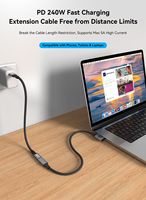 Cable de Extensión USB 3.2 Tipo C a C, OEM/ODM, 8K, 20Gbps, Ángulo de 90 Grados, Carga Rápida de 240W, Función Completa, Conector Hembra en Ángulo, Disponible en Stock
