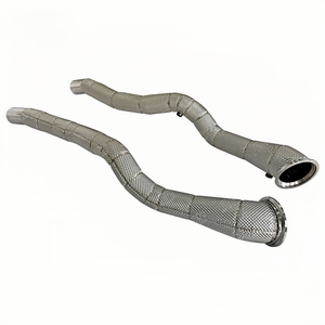 Tuyau d'échappement DEX en acier inoxydable de 1,5 mm d'épaisseur, finition lisse, haut débit, avec bouclier thermique pour Ferrari F12 6.3 <span class=keywords><strong>V12</strong></span> 2012-2017 - Product Image 1