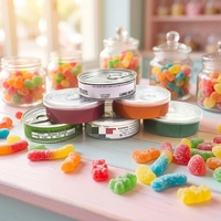 Étiquettes personnalisées autocollantes à fermeture pression 3,5g pour boîtes de conserve de bonbons, gâteaux, herbes et fleurs, avec couvercle anti-odeur