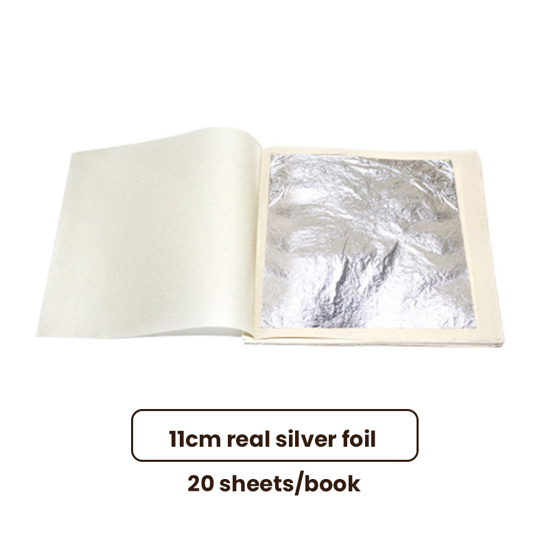 Foglio d'argento vero da 11 cm, 20 fogli/libro
