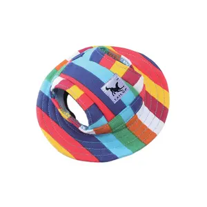 Para TAILUP Round Brim <span class=keywords><strong>Pet</strong></span> <span class=keywords><strong>Cap</strong></span> Visor Hat Impresso Pano Sun <span class=keywords><strong>Cap</strong></span> com Orelha Furos para Cães Pequenos - Product Image 1
