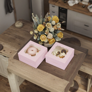 Bán buôn ánh sáng màu tím tông <span class=keywords><strong>Donut</strong></span> Hộp Tùy chỉnh vật liệu tái chế Pastry Bánh hộp màu sắc đẹp Hot Bán giấy - Product Image 6