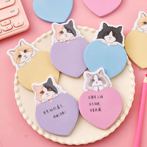 Bloc de notas autoadhesivo con forma de gato personalizado con papel compensado Notas adhesivas de estilo animal de dibujos animados lindos y características encantadoras - Product Image 1