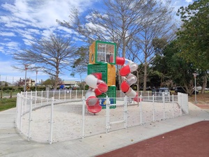 Modern Cube Design Outdoor Playground, Multi-Level Steel <strong>Play</strong> <strong>Tower</strong> with Slide &amp; Climb - Product Image 4