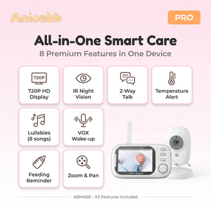 Moniteur Bébé 3,5 Pouces Best-seller avec Vision Nocturne, Portée 5m, Audio Bidirectionnel VOX, Vidéo HD 720P, Fréquence <span class=keywords><strong>2</strong></span>,4 GHz, Batterie Rechargeable - Product Image 5