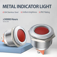 Lampe indicatrice à LED en acier inoxydable de 25 mm, indice de protection IP67, rouge/vert/jaune/bleu/blanc, pour voiture/machine 12V-24V, CE TUV