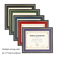 Cadre de diplôme Mondon 11x14 avec passe-partout violet sur doré, cadre de certificat en bois véritable avec bordure dorée, cadre noir avec acrylique