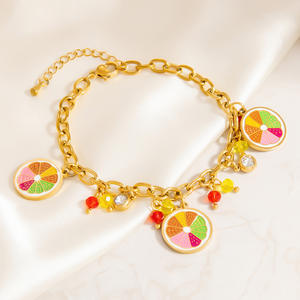 Colorful Fruit Pattern Bracelet For Women Stainless Steel Jewelry Gift <b>Charm</b> Pendant Fashion <b>Bangle</b> - Product Image 2