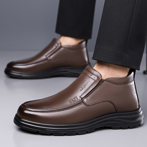 Men Winter <b>Ankle</b> Boots Genuine Leather Round Toe Plush Lining Rubber Outsole Anti Slip Soft Sole Snow Boots - Product Image 2
