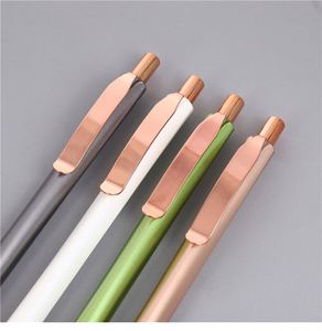 Morandi Color Aluminum Click Gel Ink <b>Pen</b>, Rose <b>Gold</b> Trim Slim Metal Retractable Signing <b>Pen</b> Custom Logo for Office Student - Product Image 2