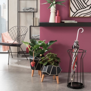 <span class=keywords><strong>Pot</strong></span> de fleurs en céramique avec pieds en bois KD, design diamant contemporain, écologique, noir et blanc, sculpté à la main - Product Image 4