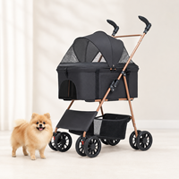 Poussette pliable légère pour chien, 5,2 kg, poussette de voyage pour animaux de compagnie avec cabine amovible pour animaux de petite et moyenne taille