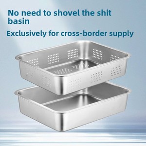 Nouvelle <span class=keywords><strong>litière</strong></span> pour chat en acier inoxydable carré, en métal et plastique, avec drainage, sans ramassage, grande taille - Product Image 2