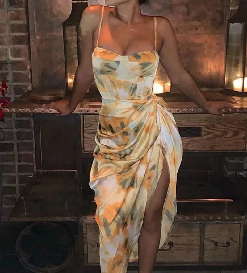 Новинка 2020, Лидер продаж, женское платье без рукавов с винтажным принтом, с оборками, необычное, для ночного клуба, оптовая продажа, женская элегантная одежда для вечеринки, платья
