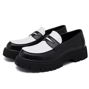 British Style Thick Platform Loafers For Men Slip <b>On</b> Business Casual Leather Shoes Large Size Comfort Non Slip Formal Dress Shoe - Product Image 1