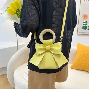 Handmade bow bucket bag DIY hand woven bag 2022 new girls bag diy leather handbag crafts kits for Valentine's Day