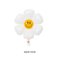 Ballons en aluminium personnalisés en gros, petites marguerites blanches, visage souriant, impression numérique à séchage rapide, décorations pour fêtes d'anniversaire